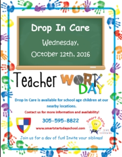 Teacher Planning Day 10/12/16 - Drop In Care